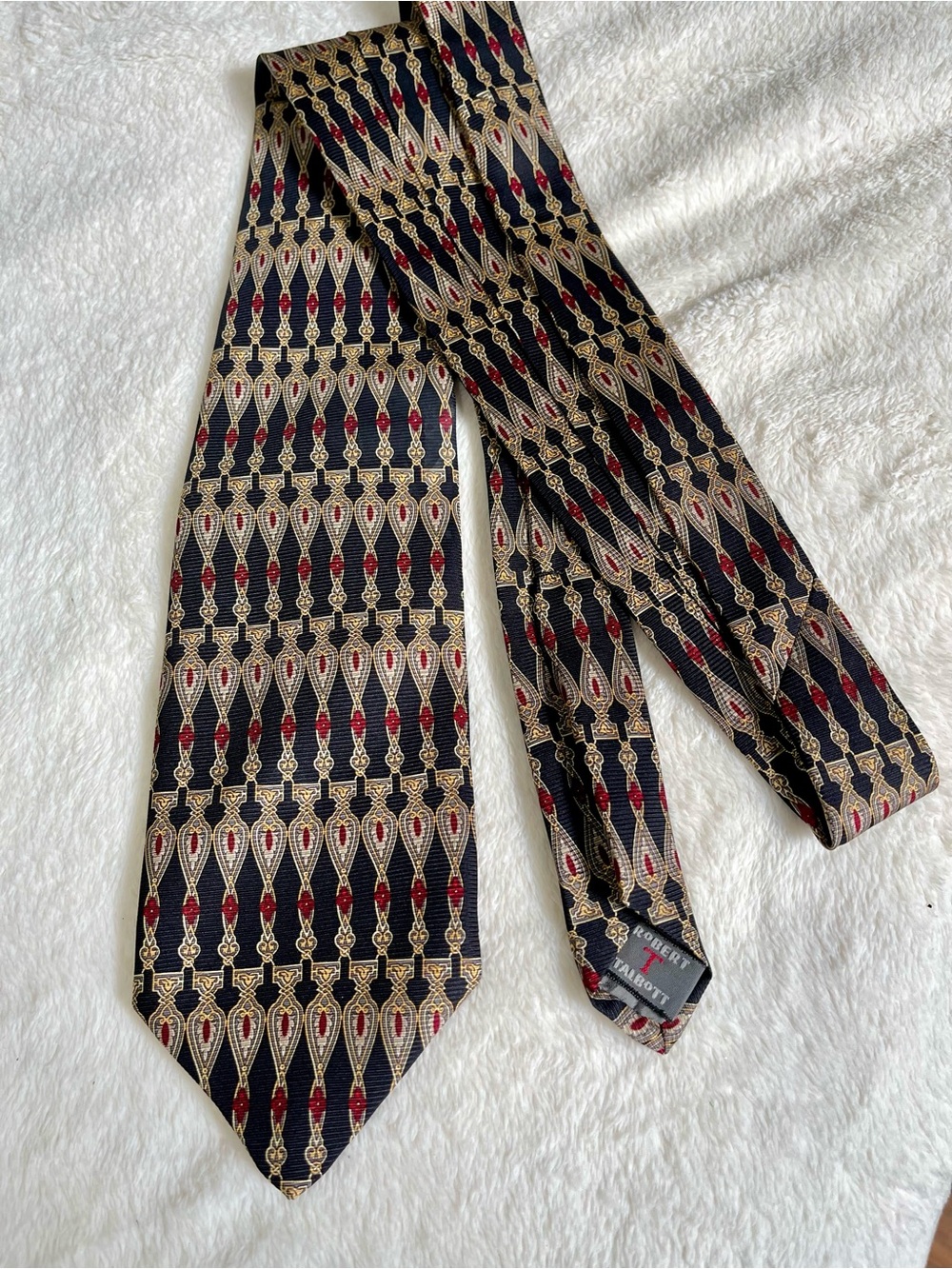 Robert Talbott Studio Bunce Brothers Silk Tie Black Gold Geometric Vintage Trad